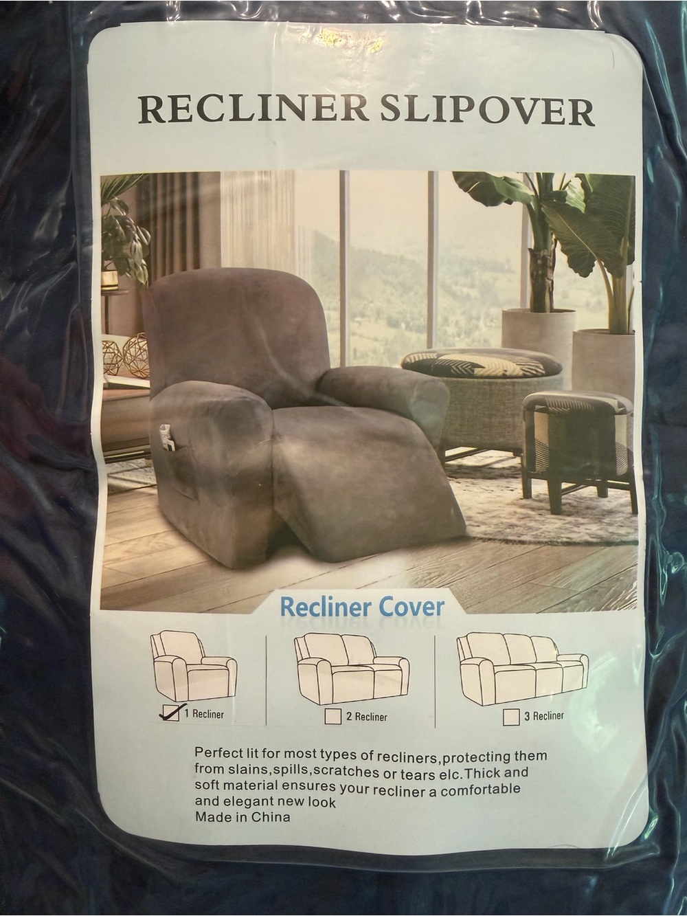 Recliner Slipcover, Universal Fit Recliner Cover Protector, Blue Color